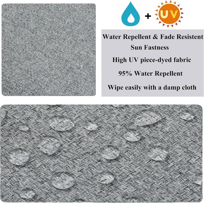 FUNHOME 2 Pack Outdoor Cushion Covers 24" x 22" x 4", No Insert! Chair Cushion Cover for Outdoor Furniture, Patio Chair Cushion Covers with Zipper and Tie, Replacement Cover Only(Light Grey) - Image 4